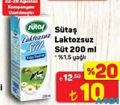 SÜTAŞ LAKTOZSUZ SÜT 200 ML